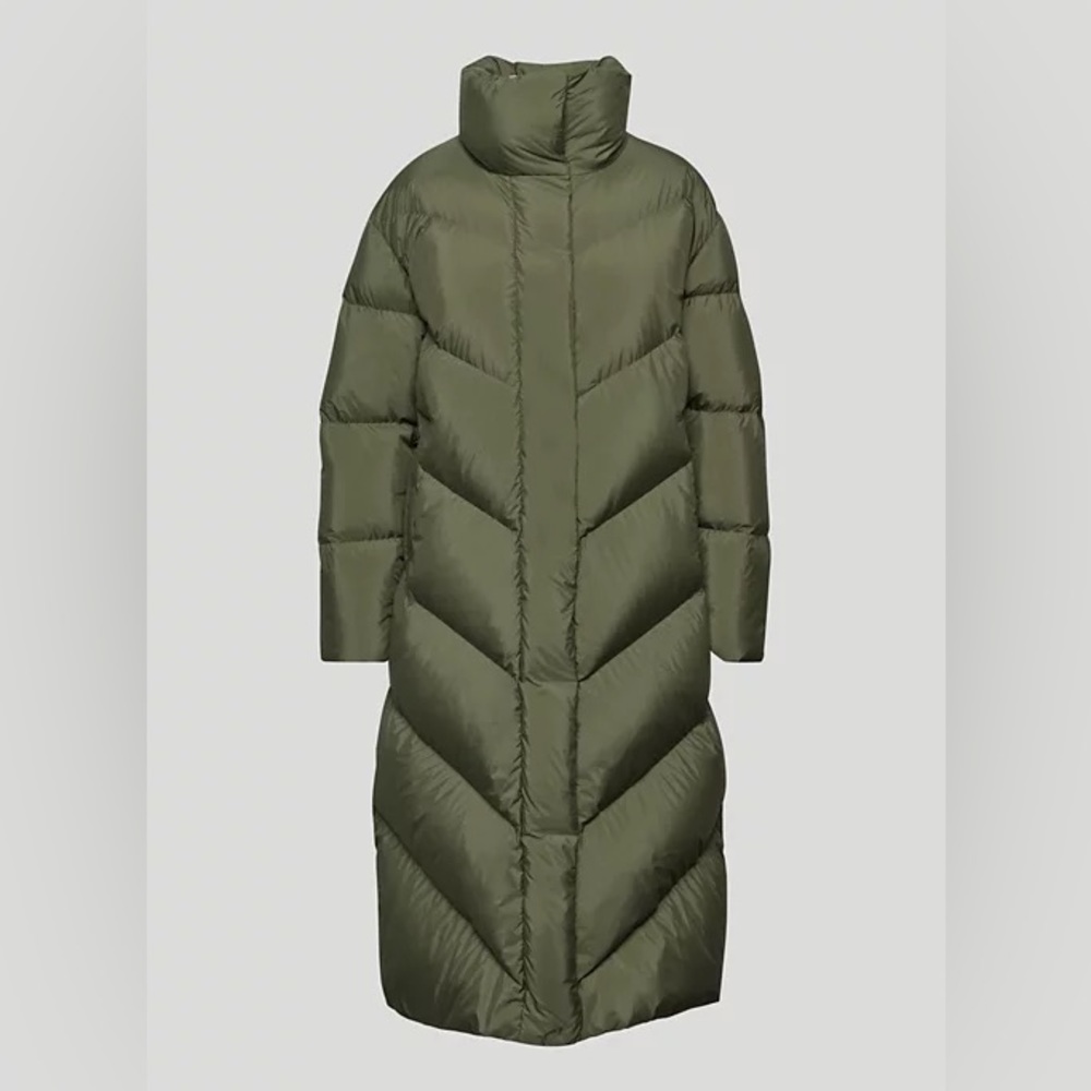 Aritzia Aritiza Wilfred The Cloud Puff Long Maxi Jacket Coat Dark Olive Green